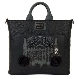 🔥 Loungefly Wednesday Black Roses convertible tote bag